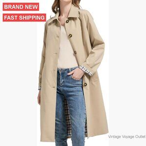 Women's Waterproof Trench Coat Lightweight Rain Jacket Deep Pockets Travel